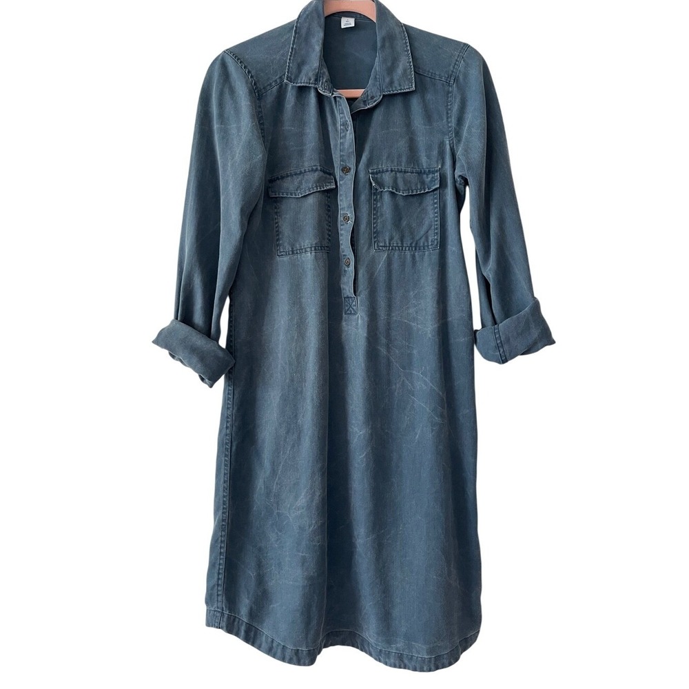 Old Navy Blue Soft Denim Shirt Dress Small Tall